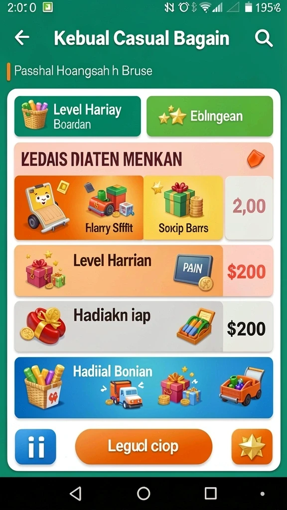Screenshot menampilkan variasi permainan yang tersedia dalam aplikasi.