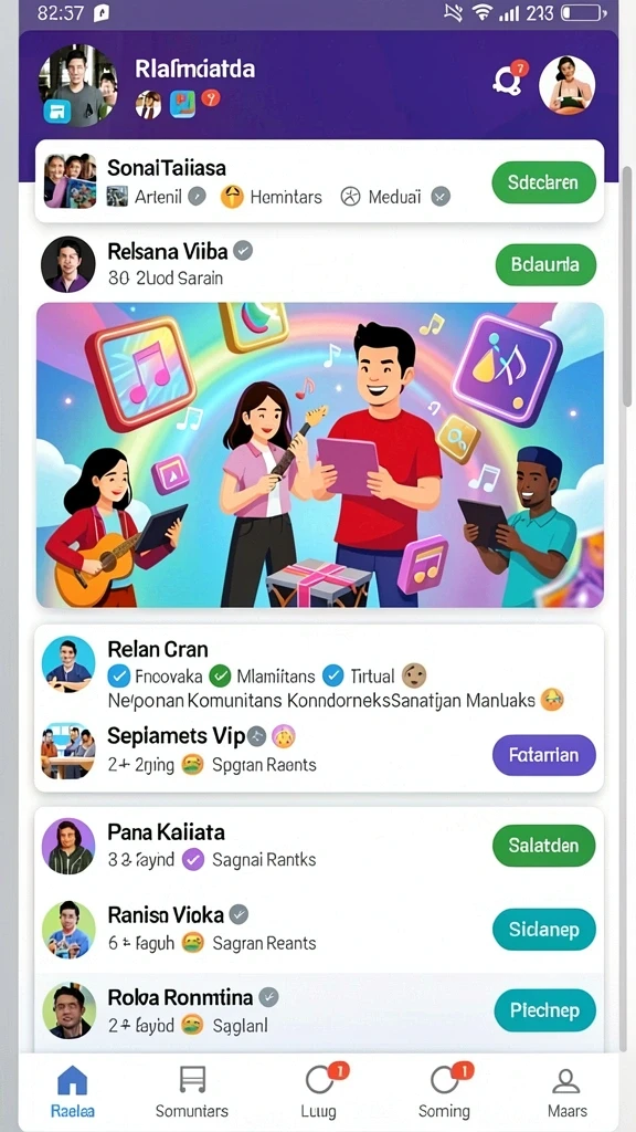 Layar utama dengan grafis yang menawan.